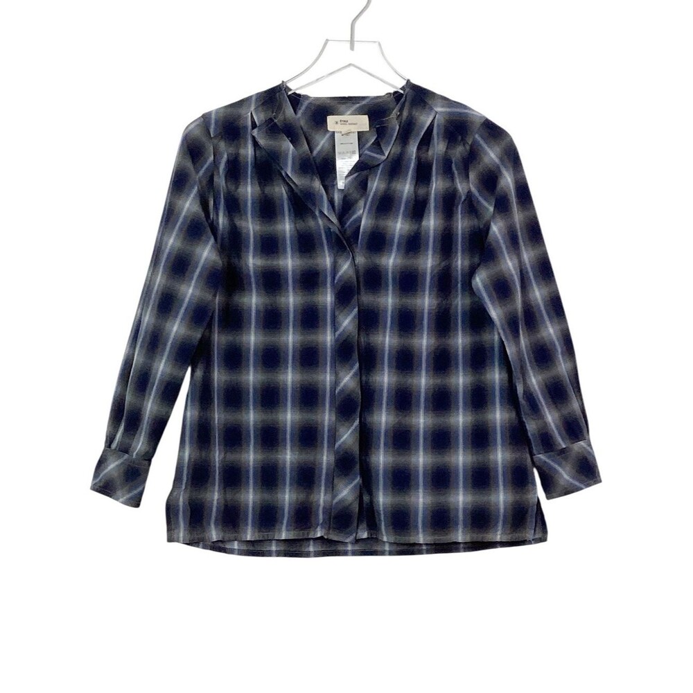 Etoile Isabel Marant Plaid Blouse Size 2 Blue Gray Button Front